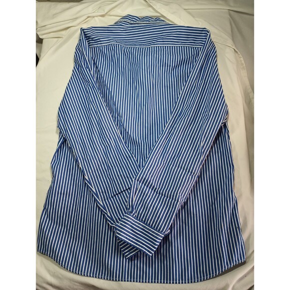 American Eagle Outfitters L  Button Up Shirt Mens Blue Striped Hipster Academia - Picture 2 of 5
